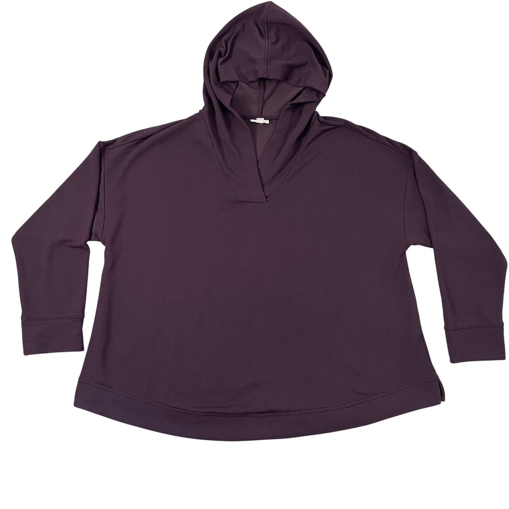 J Jill Fit Sweatshirt Womens 3X Purple Hoodie Pullover V-Neck Athleisure Cozy